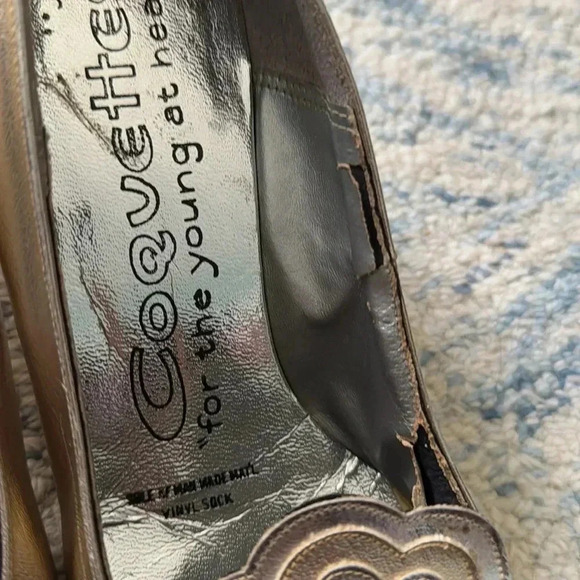 Coquettes Young and heart metallic vintage 60s mod block Heels 8 - Picture 8 of 8